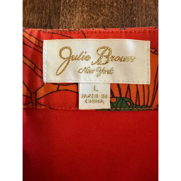 Julie Brown New York Orange Fall Floral A Line Skirt size Large - Picture 4 of 6